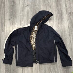 Black Hooded Jacket with Leopard Lining